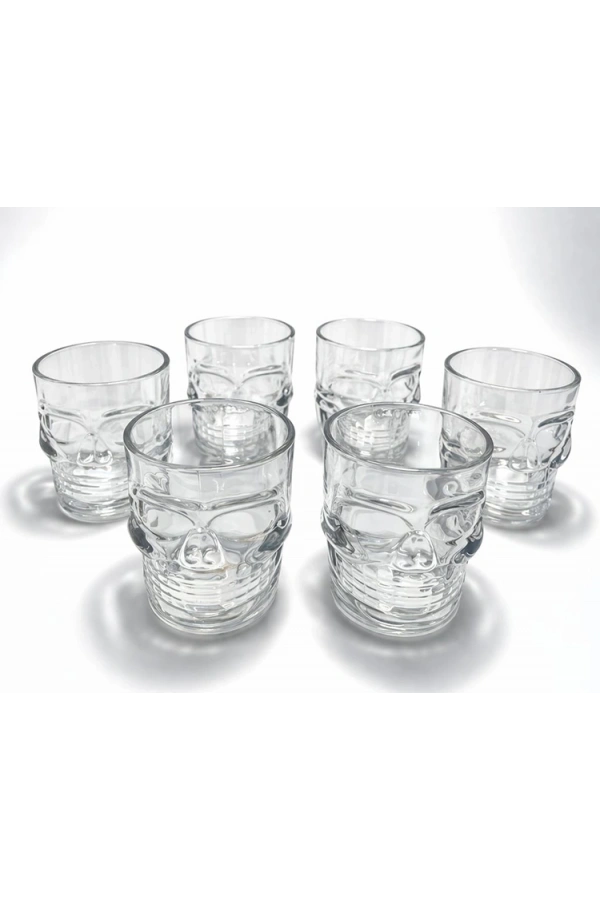 Bidebuvar 6lı Kurukafa Şeffaf Cam Shot Bardağı Seti 6x5 cm