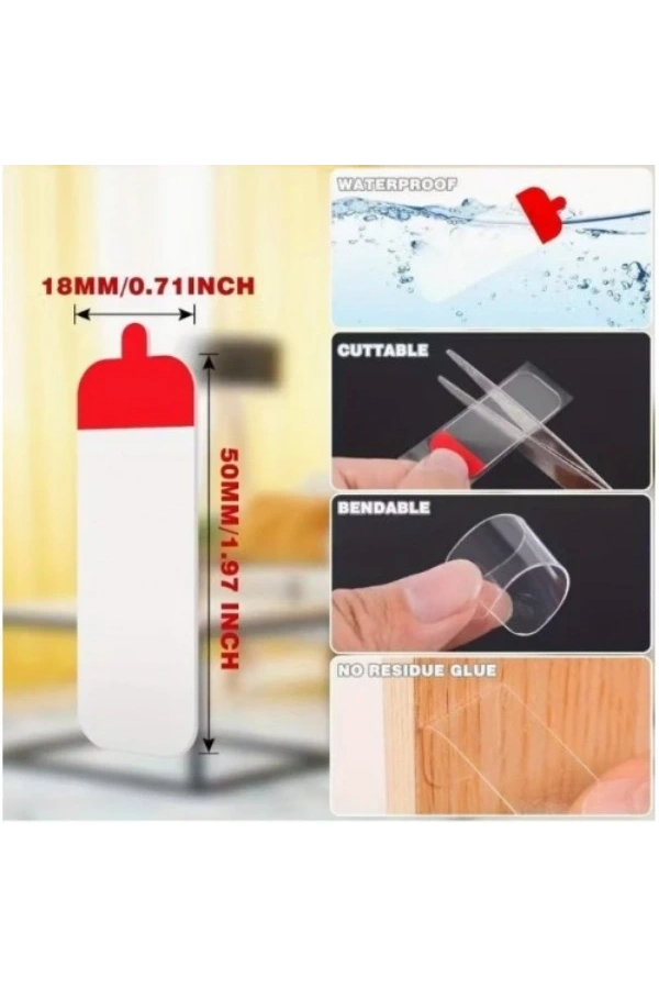 Bidebuvar 60 Parça Kolay Açılır Güçlü Çift Taraflı Bant 18mmx50mm