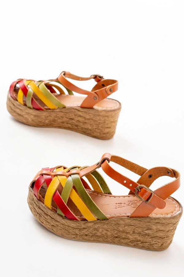 Bidebuvar 684-02 Multi Ortopedik Hakiki Deri Dolgu Kadın Sandalet