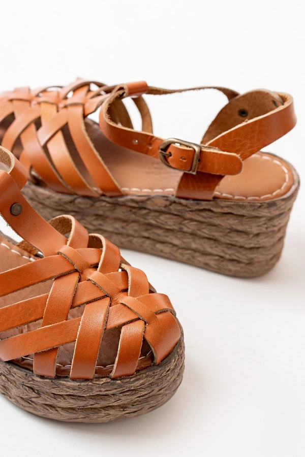 Bidebuvar 684-02 Taba Ortopedik Hakiki Deri Dolgu Kadın Sandalet