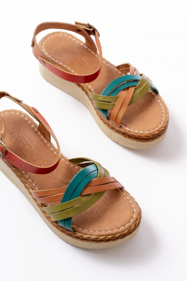 Bidebuvar 730-037 Multi Hakiki Deri Ortopedik Taban Kadın Sandalet