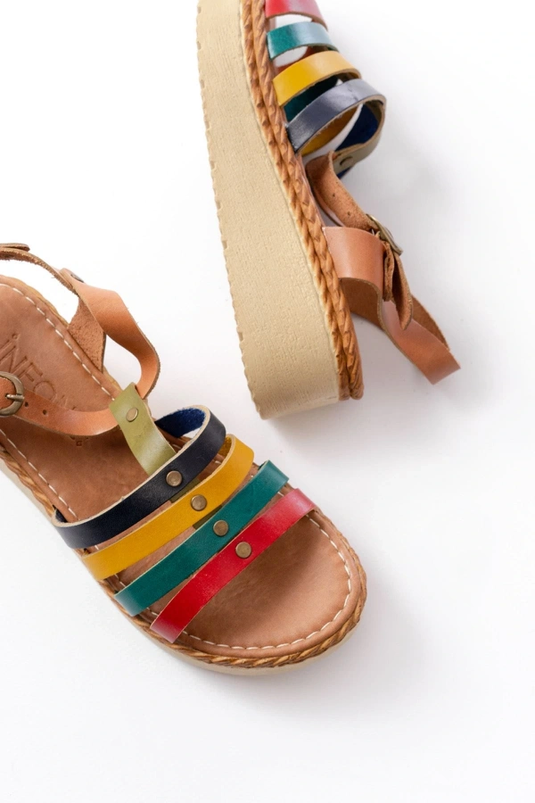 Bidebuvar 730-142 Multi Hakiki Deri Ortopedik Taban Kadın Sandalet