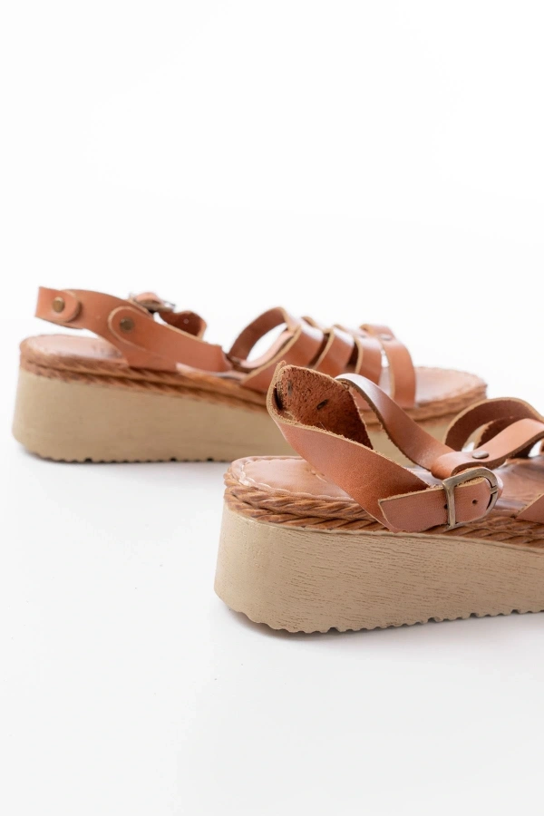 Bidebuvar 730-142 Taba Hakiki Deri Ortopedik Taban Kadın Sandalet