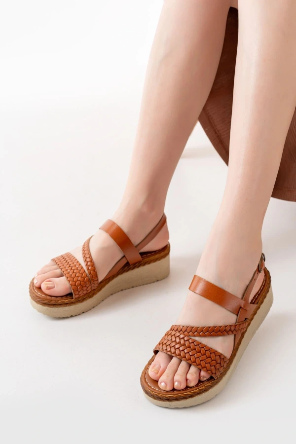 Bidebuvar 730-152 Taba Ortopedik Hakiki Deri Dolgu Kadın Sandalet