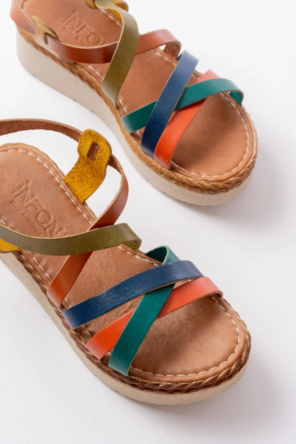 Bidebuvar 730-153 Multi Ortopedik Hakiki Deri Dolgu Kadın Sandalet