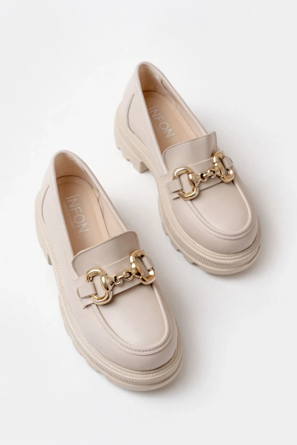 Bidebuvar 745-773 Bej Günlük Yüksek Tabanlı Loafer Ayakkabı