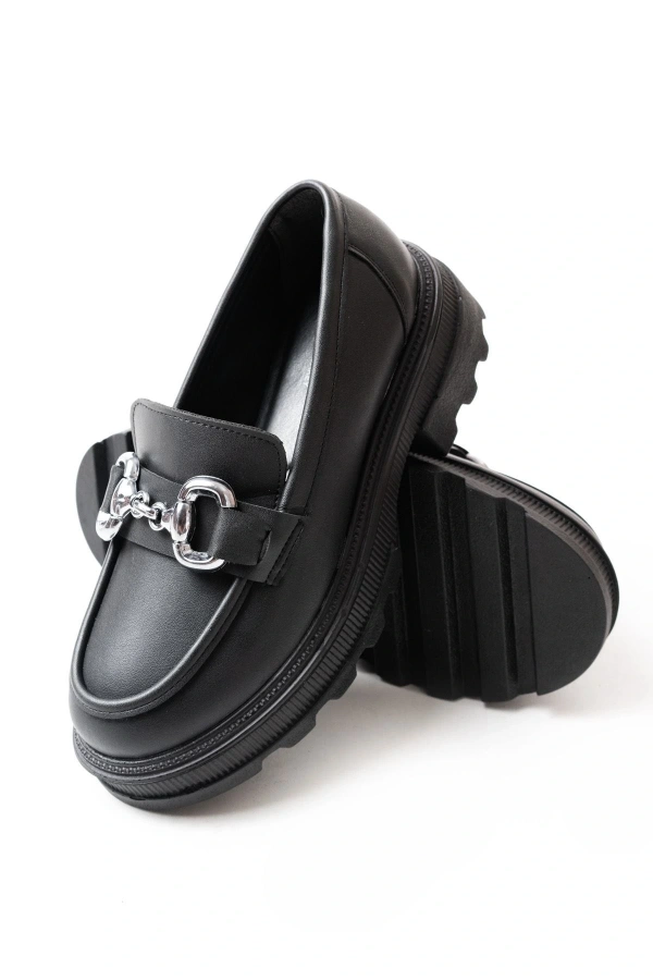 Bidebuvar 745-773 Siyah Günlük Yüksek Tabanlı Loafer Ayakkabı