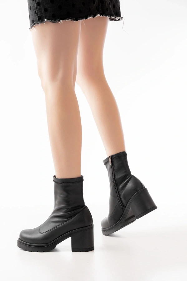 Bidebuvar 767-3012 Streç Siyah Fermuarlı Günlük Kadın Bot