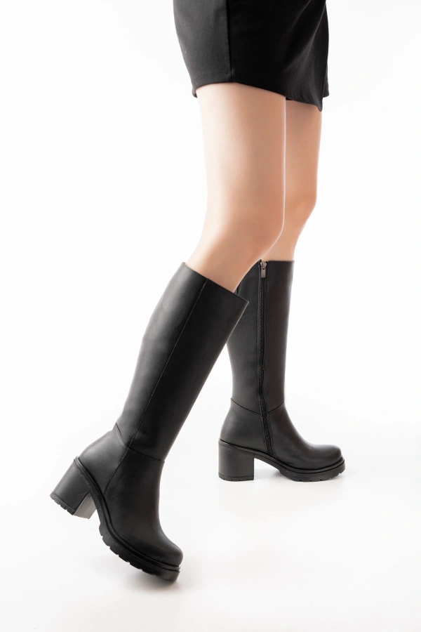 Bidebuvar 767-3013 Siyah Fermuarlı Günlük Kadın Çizme