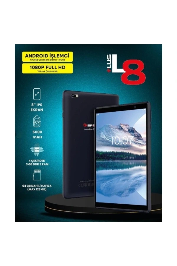 Bidebuvar 8" IPS Ekran 4 Çekirdek 3GB/64GB Tablet Pc