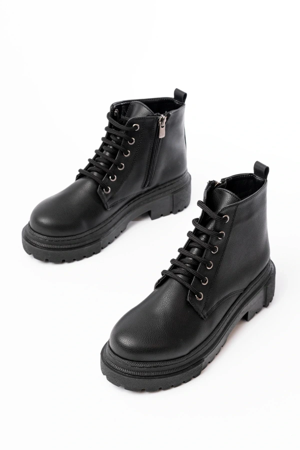 Bidebuvar 812-2129 Siyah Bağcıklı Fermuarlı Günlük Kadın Bot