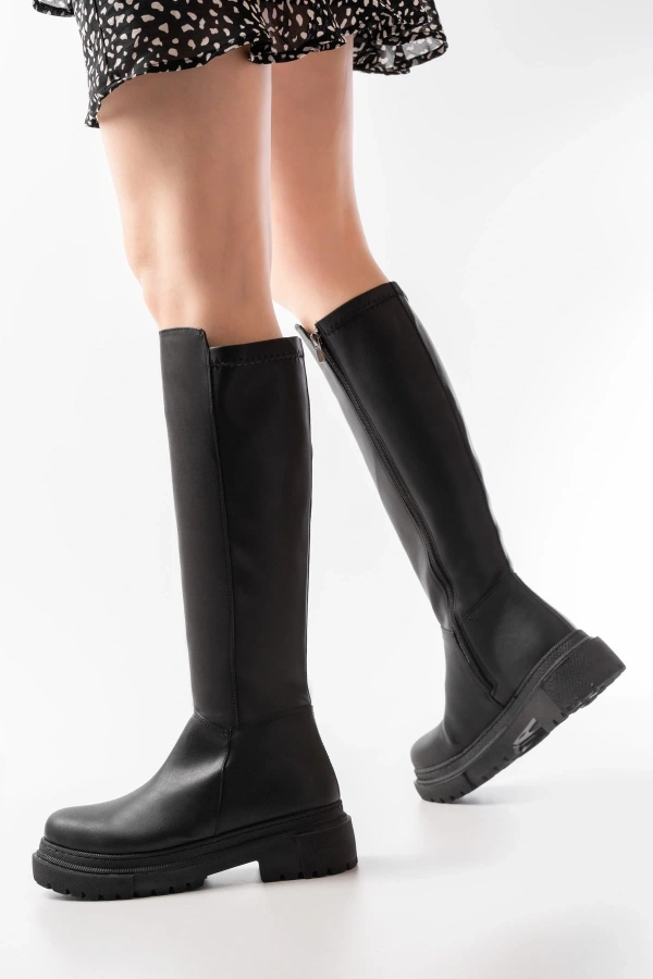 Bidebuvar 812-300 Siyah Fermuarlı Günlük Kadın Çizme
