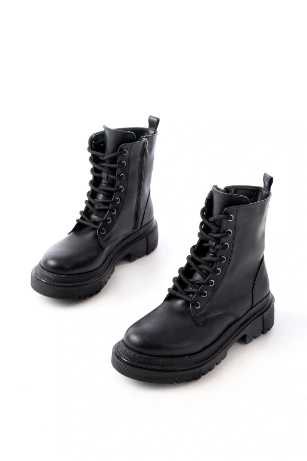 Bidebuvar 812-356 Siyah Bağcıklı Fermuarlı Günlük Kadın Bot