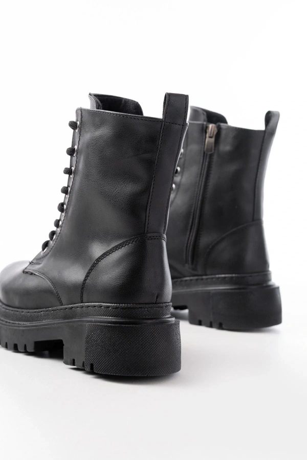 Bidebuvar 812-356 Siyah Bağcıklı Fermuarlı Günlük Kadın Bot