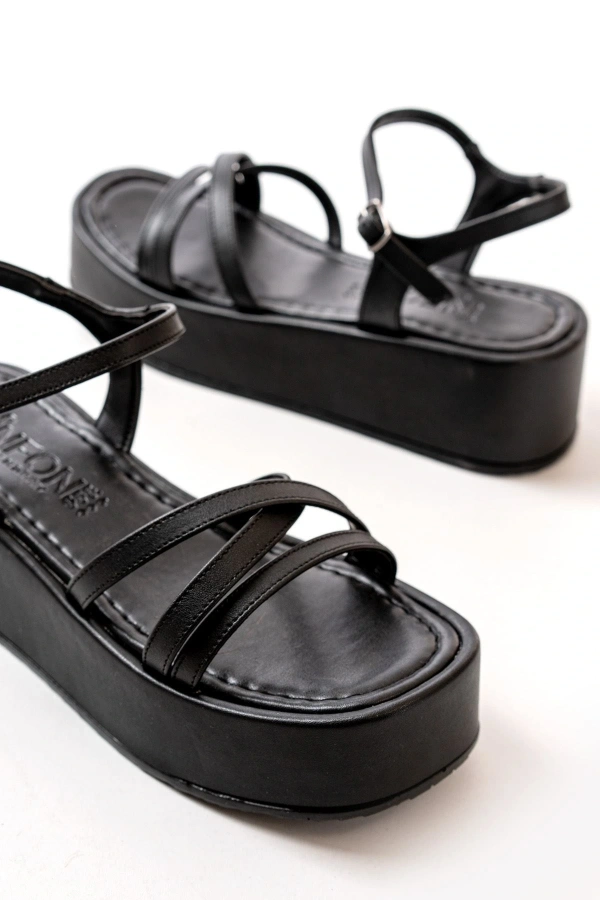 Bidebuvar 861-1016 Siyah Dolgu Kadın Sandalet