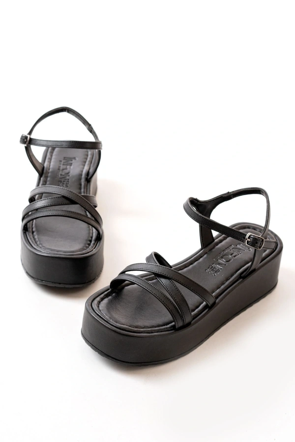 Bidebuvar 861-1016 Siyah Dolgu Kadın Sandalet