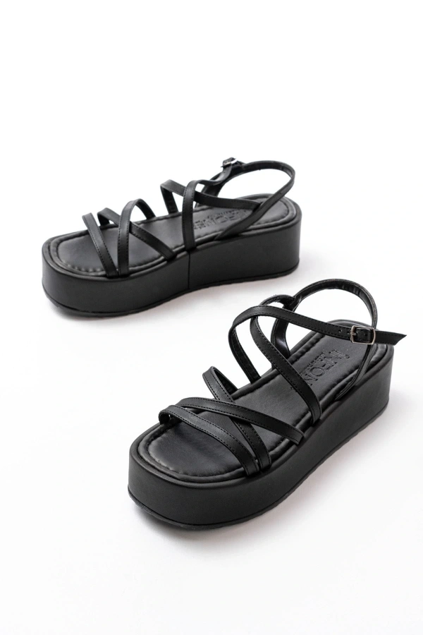 Bidebuvar 861-1029 Siyah Dolgu Kadın Sandalet