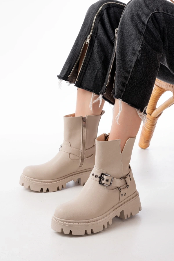 Bidebuvar 868-2015 Bej Fermuarlı Günlük Kadın Bot