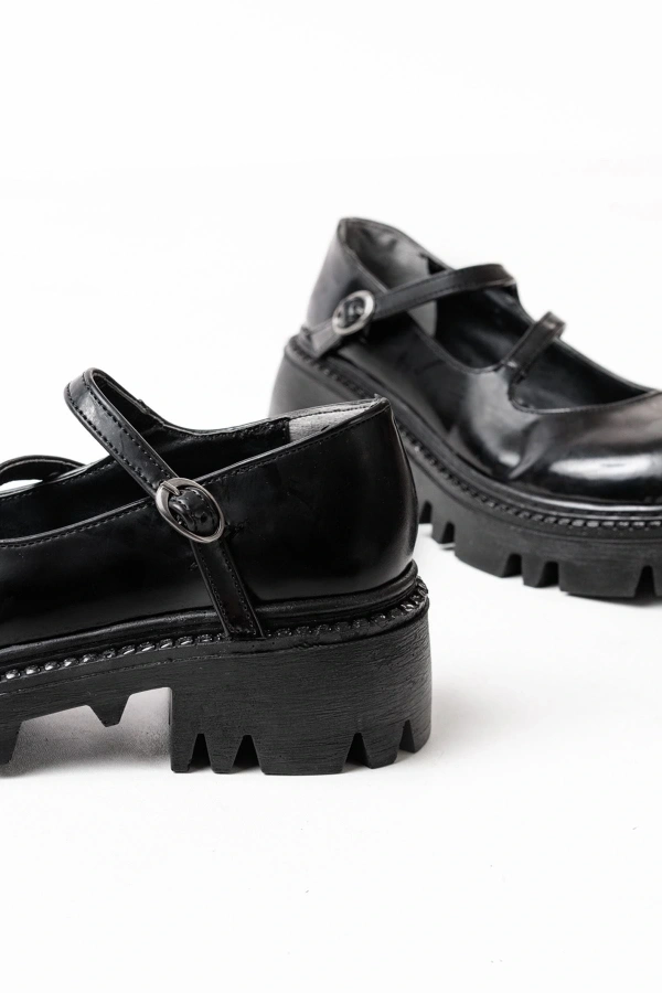 Bidebuvar 868-756 Siyah Rugan Günlük Yüksek Tabanlı Loafer Ayakkabı