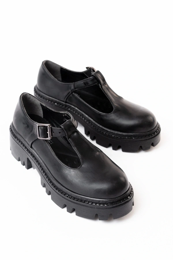 Bidebuvar 868-757 Siyah Rugan Günlük Yüksek Tabanlı Loafer Ayakkabı