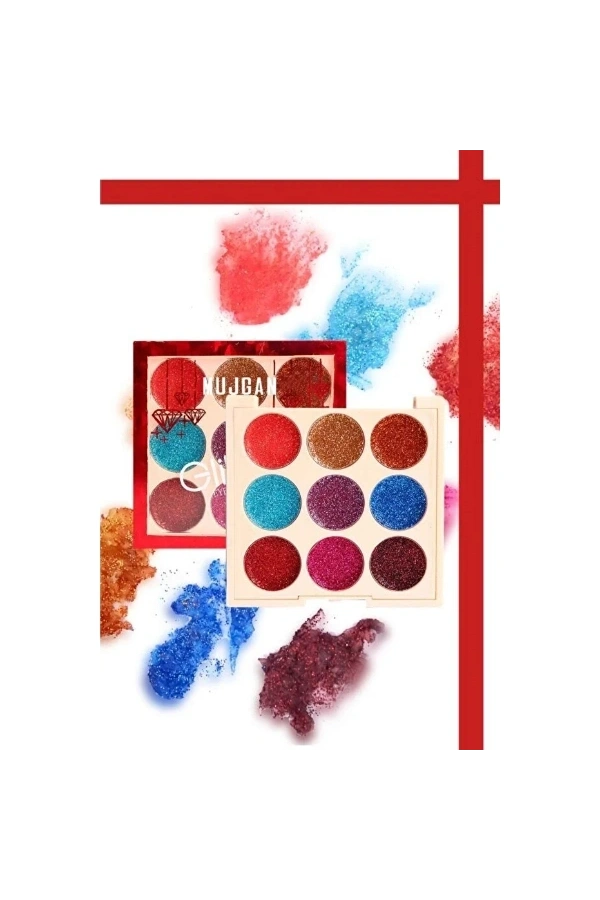Bidebuvar 9 Renk Glitter Diamond Far Paleti - 2li Set