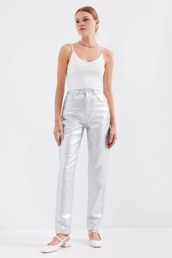 Bidebuvar 918 İp Askılı Crop Top - Beyaz