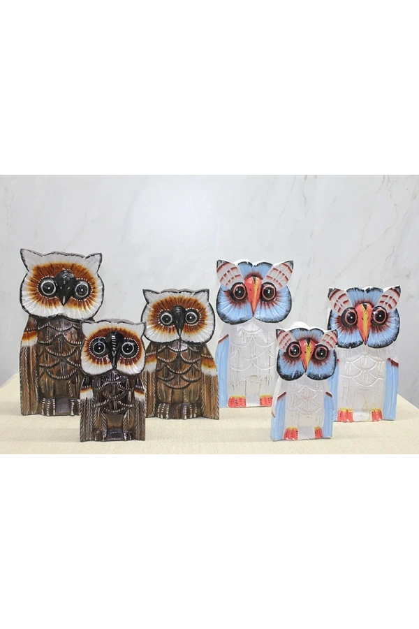 Bidebuvar Ahşap 3lü Baykuş Seti 30 cm