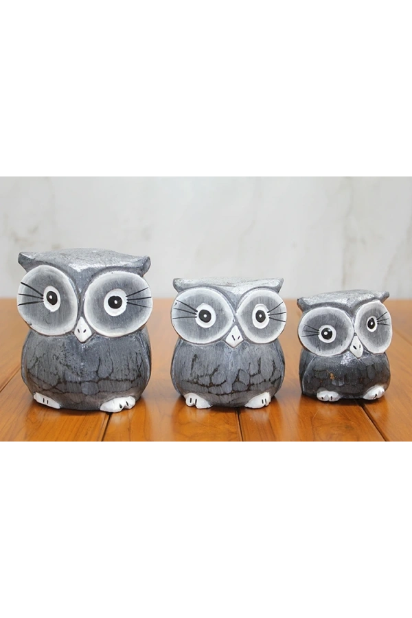 Bidebuvar Ahşap 3lü Baykuş Seti Model 2