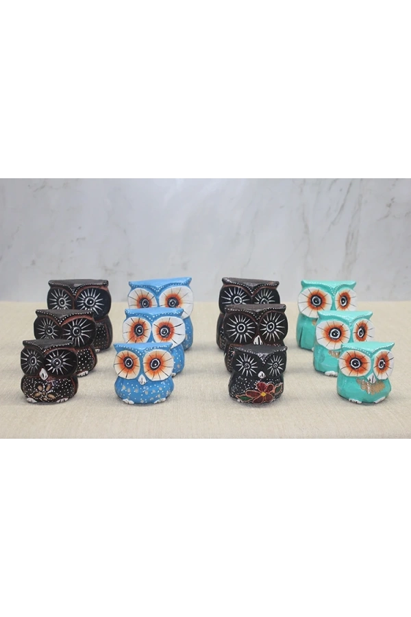 Bidebuvar Ahşap 3lü Baykuş Seti Model 5