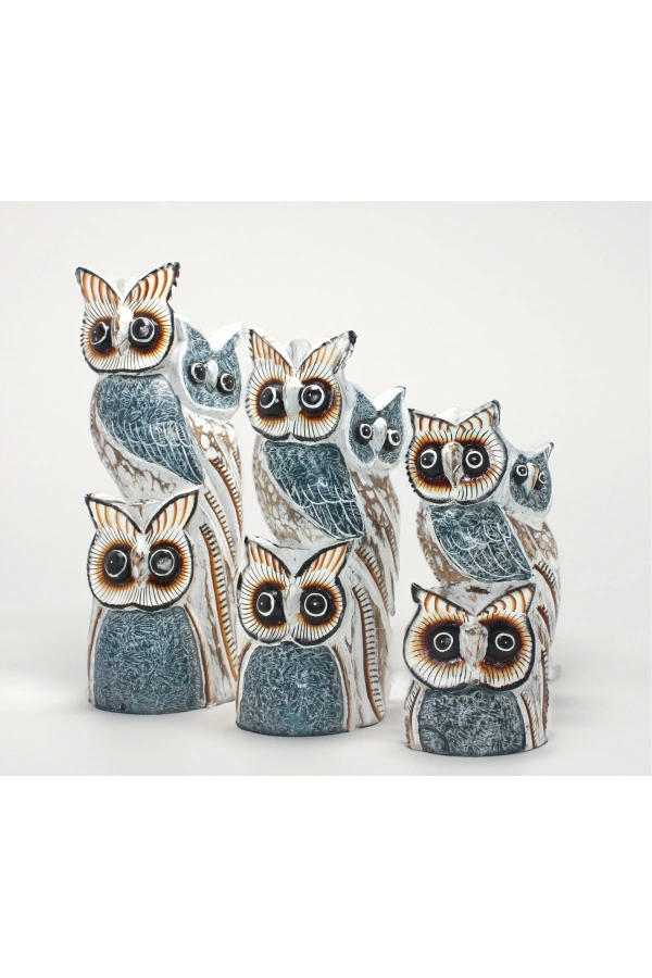 Bidebuvar Ahşap 3lü Baykuş Seti Model 6