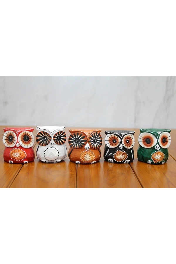 Bidebuvar Ahşap 5li Baykuş Seti Model 3