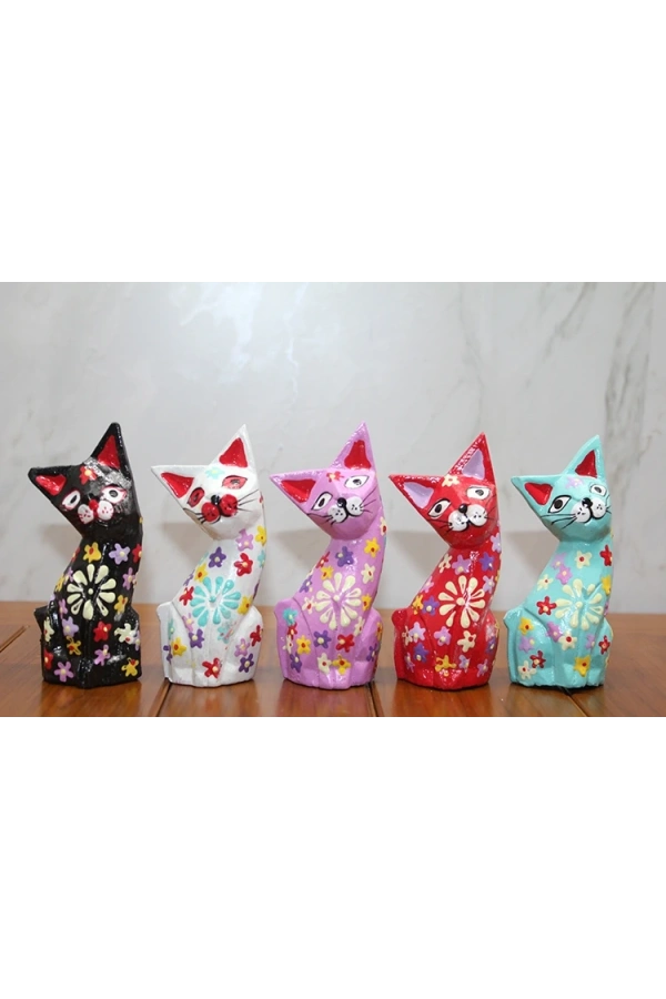 Bidebuvar Ahşap 5li Kedi Seti Model 2