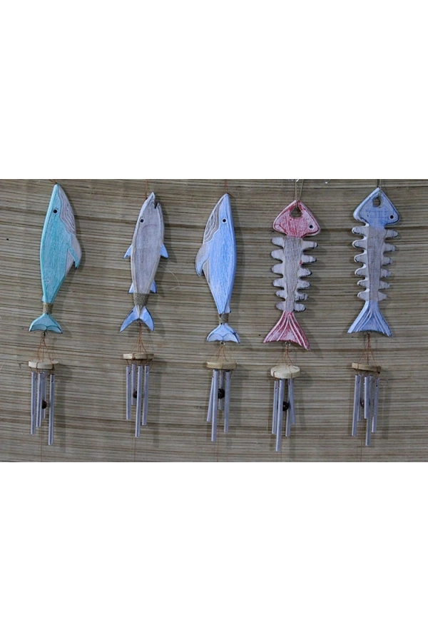 Bidebuvar Ahşap Balıklı Metal Çan