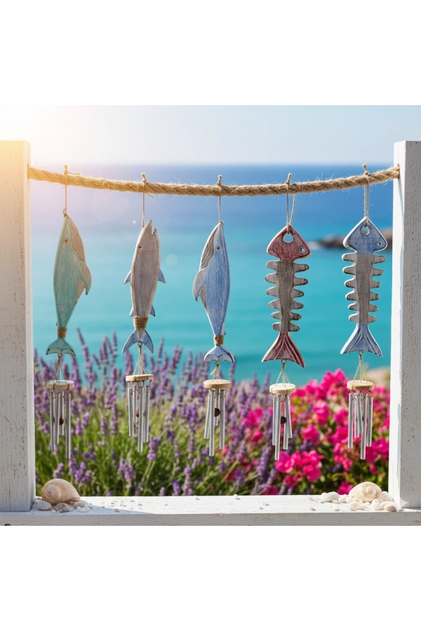 Bidebuvar Ahşap Balıklı Metal Çan