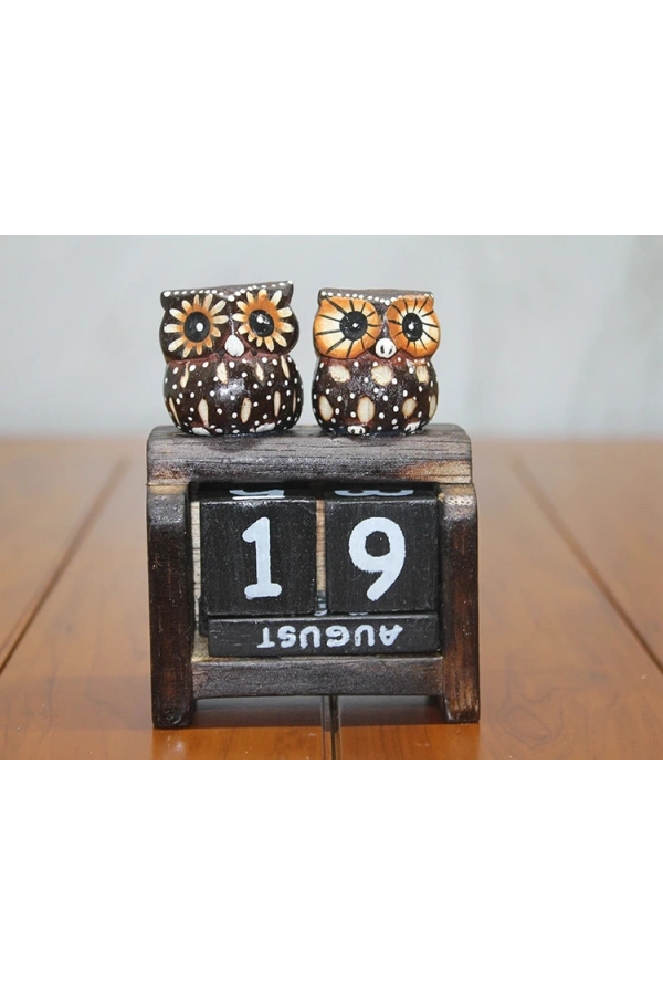 Bidebuvar Ahşap Baykuş Takvim Küçük Boy