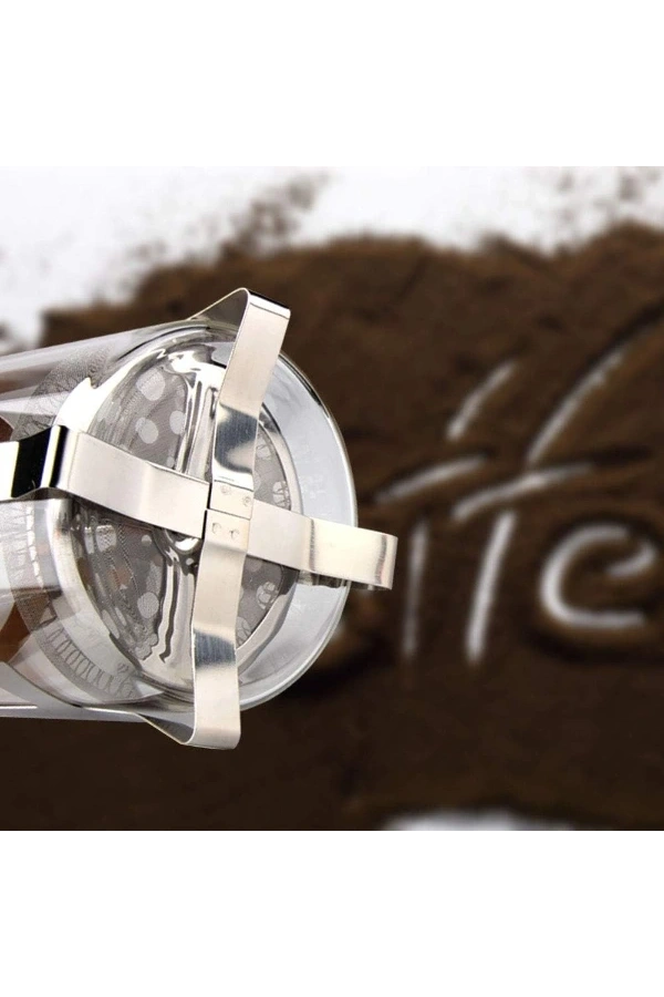 Bidebuvar Ahşap Detaylı 350 ml Cam French Press