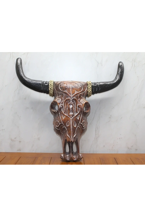 Bidebuvar Ahşap Duvara Asmalı Bufalo Kafası