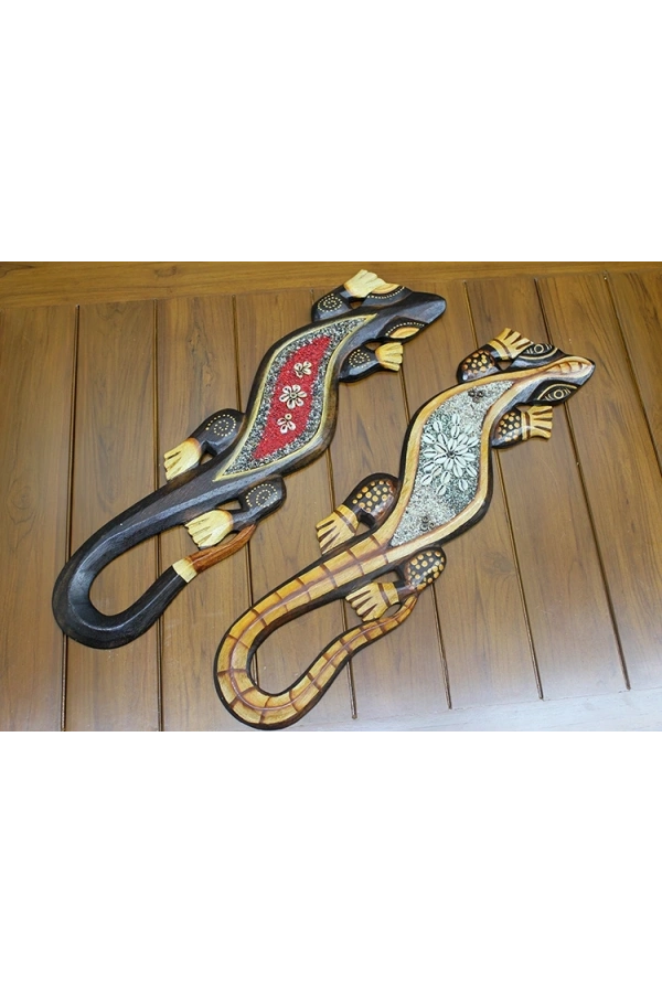 Bidebuvar Ahşap Duvara Asmali Kertenkele Figürü