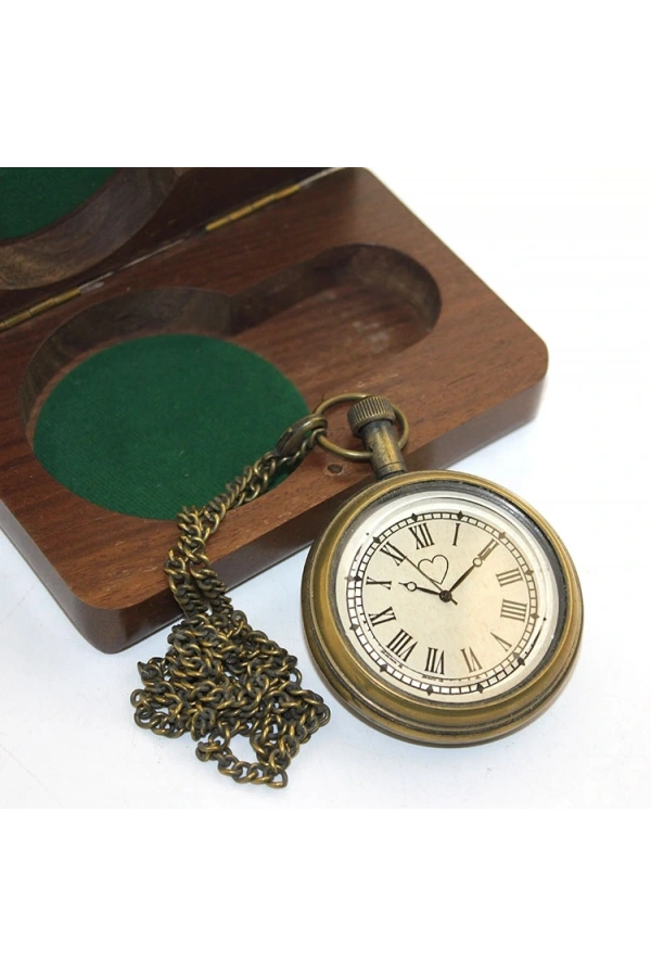 Bidebuvar Ahşap Kutulu Pirinç Köstekli Saat Model 5