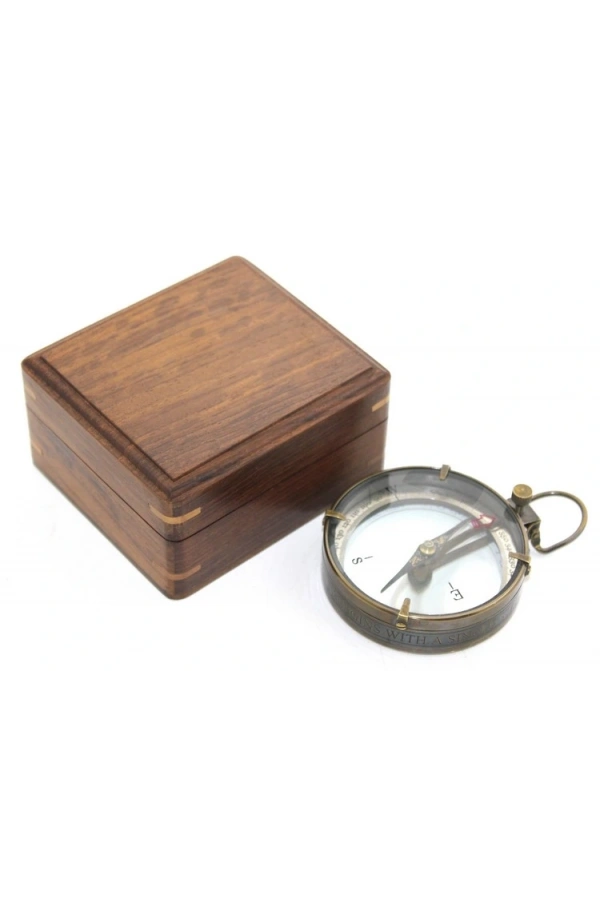 Bidebuvar Ahşap Kutulu Pirinç Pusula Model 13