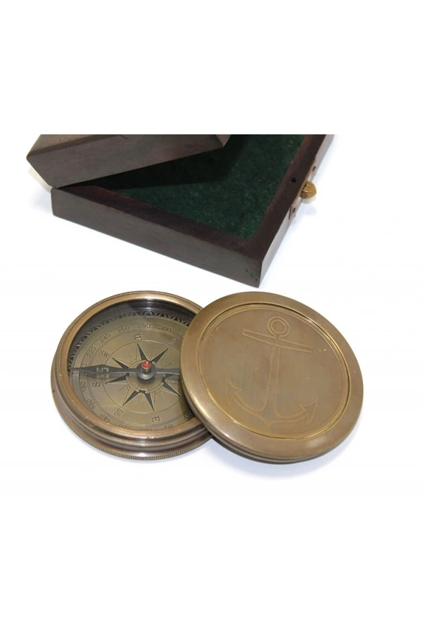 Bidebuvar Ahşap Kutulu Pirinç Pusula Model 7