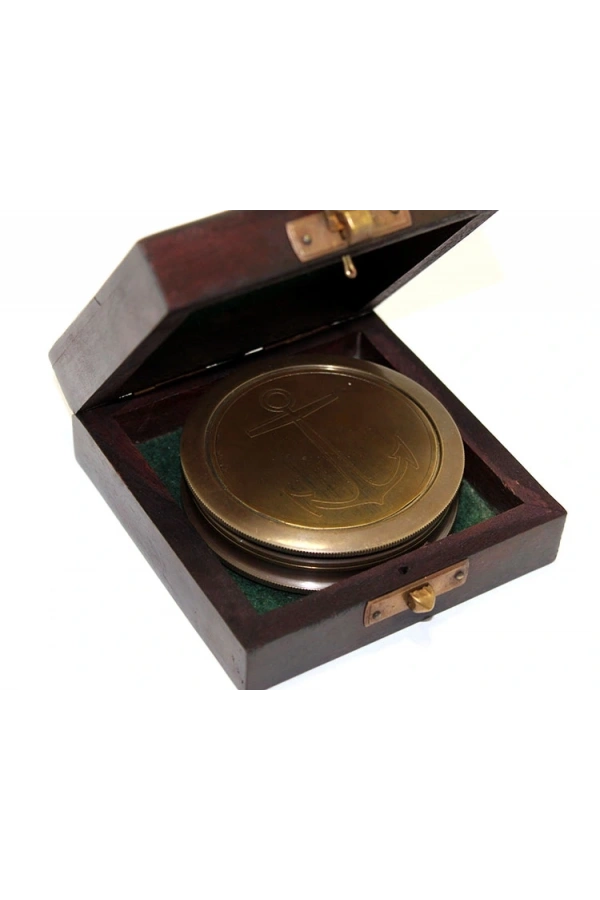 Bidebuvar Ahşap Kutulu Pirinç Pusula Model 7