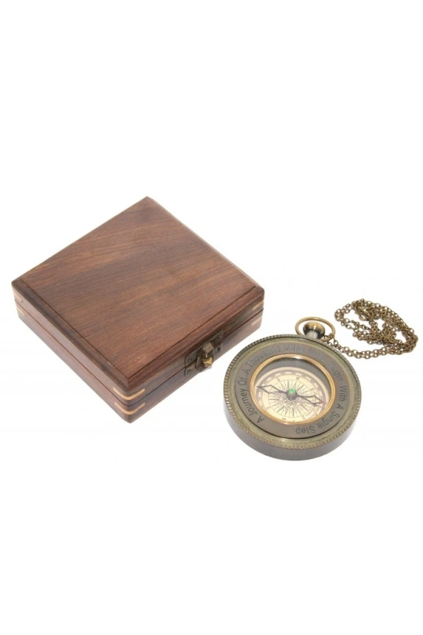 Bidebuvar Ahşap Kutulu Pusula Model 4