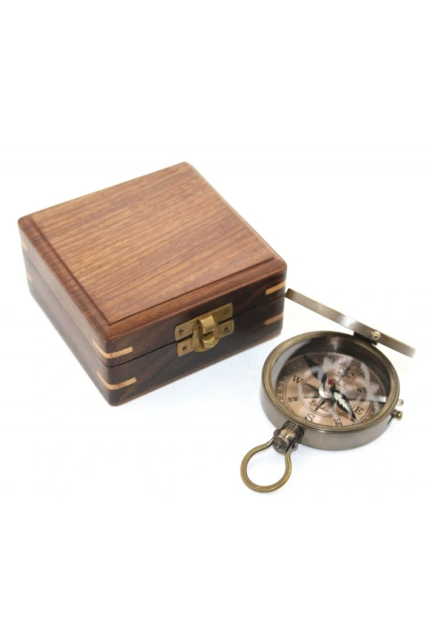 Bidebuvar Ahşap Kutulu Pusula Model 6