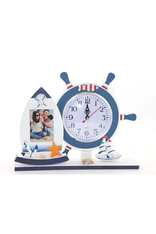 Bidebuvar Ahşap Marin Dümenli Çerçeveli Saat Model 2