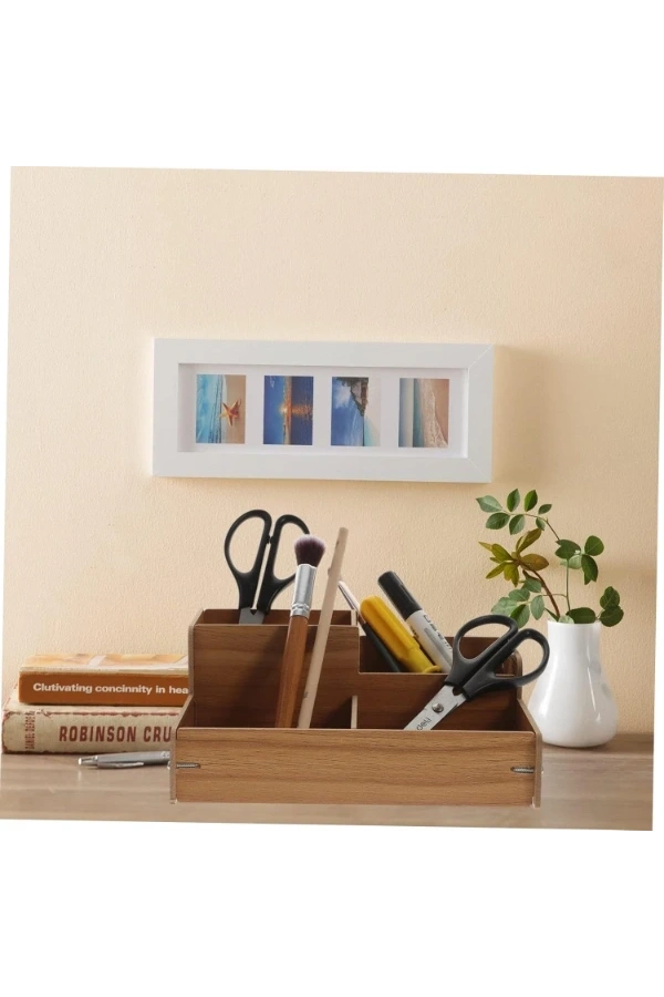 Bidebuvar Ahşap Masa Üstü Düzenleyici Kutu