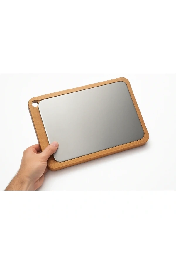 Bidebuvar Ahşap Paslanmaz Çelik Kesim Ve Sunum Tahtası