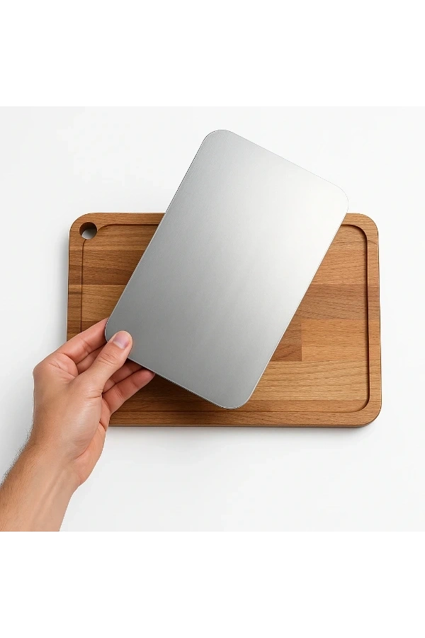 Bidebuvar Ahşap Paslanmaz Çelik Kesim Ve Sunum Tahtası