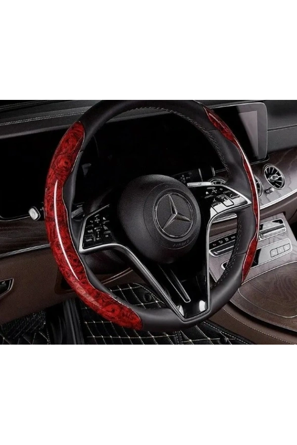 Bidebuvar Ahşap Tasarımlı Direksiyon Simidi Koruma Kılıfı 2 li