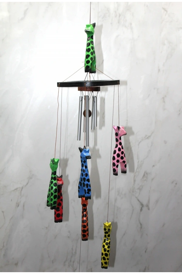 Bidebuvar Ahşap Zürafalı Rüzgar Çanı